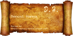 Dencsi Hanna névjegykártya